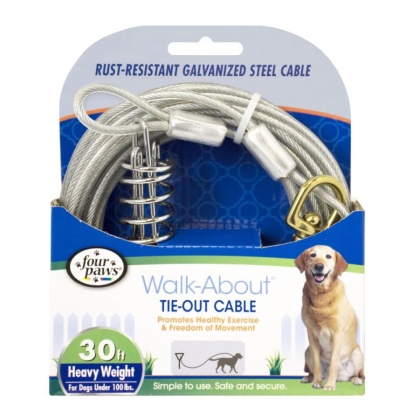 Four Paws Walk-About Tie-Out Cable Heavy Weight for Dogs up to 100 lbs