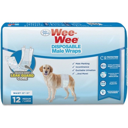 Four Paws Wee Wee Disposable Male Dog Wraps