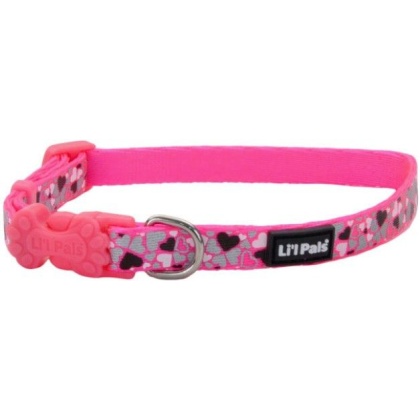 Li\'L Pals Reflective Collar - Pink with Hearts