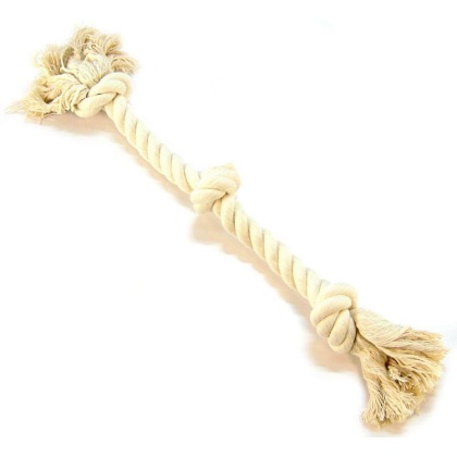 Flossy Chews 3 Knot Tug Toy Rope for Dogs - White