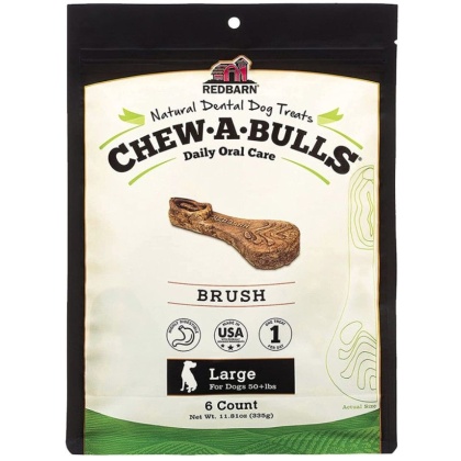 Redbarn Pet Products Chew-A-Bulls Brush Dental Dog Treats Large