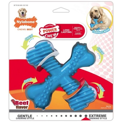 Nylabone Power Chew Comfor Hold X Bone Durable Dog Toy Beef Flavor Giant