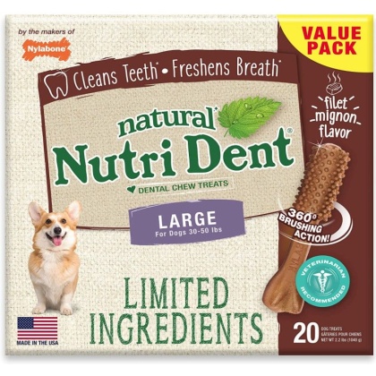 Nylabone Natural Nutri Dent Filet Mignon Dental Chews - Limited Ingredients